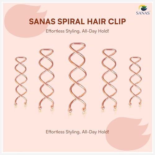 Sanas Hair Pins for Hair Styling (10Pcs) U Pin for Hair Clips for Hair Styling Hair Pins for Women Wedding Girls Juda Pins For Hair Bun Accessories & Clips for Women Spiral U Pin (10Pcs) (Copper) - Image 5