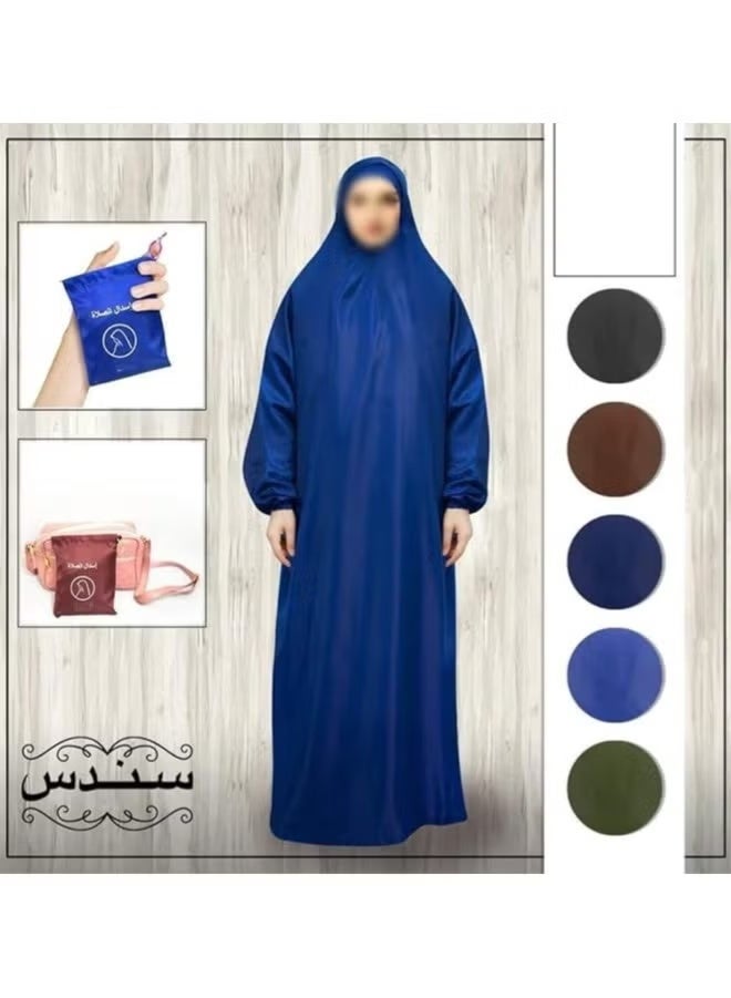 Portable waterproof prayer garment with a small carrying case in black and navy blue. - Image 1