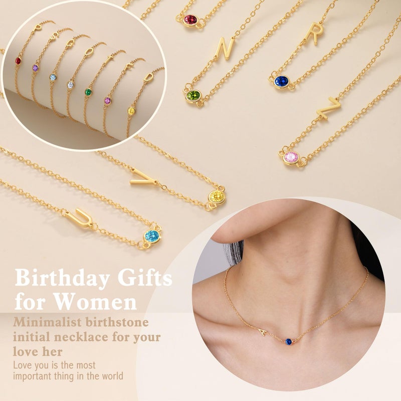Btysun August Birthstone Necklace Tiny Birthday Gifts for Teens Plated Initial E Necklace Peridot 21th Birthday Gifts for Her Birthstone Jewelry - Image 5