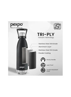 Pexpo Echo Pro ISI Certified |2000ml Knight Black Water Bottle for Office| Vacuum Insulated Flask with Handle|24 Hrs Hot & Cold - pzsku/Z4DC19FF8F4F5C738D477Z/45/_/1732609326/27fe6c41-f825-44d6-8853-91ece8a6e8bf