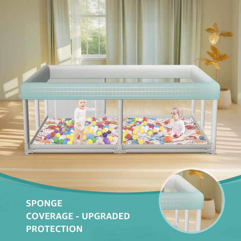 Hiaksedt 65 x 50 Inch Baby Playpen with Mat, PlayPen for Babies and Toddlers, Sturdy Safety Play Yard for Indoor & Outdoor with Zipper Gates - Image 2
