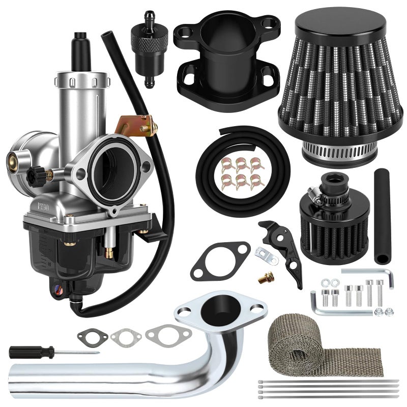 CILOYU PZ30 30mm Carburetor with Exhaust Header Stage 1 Kit Replacement for Predator 420cc 301cc GX390 GX340 GX270 GX240 389cc 13HP 11HP Engine Mini Bike Go Kart Cart Parts Accessories Intake Manifold - Image 1