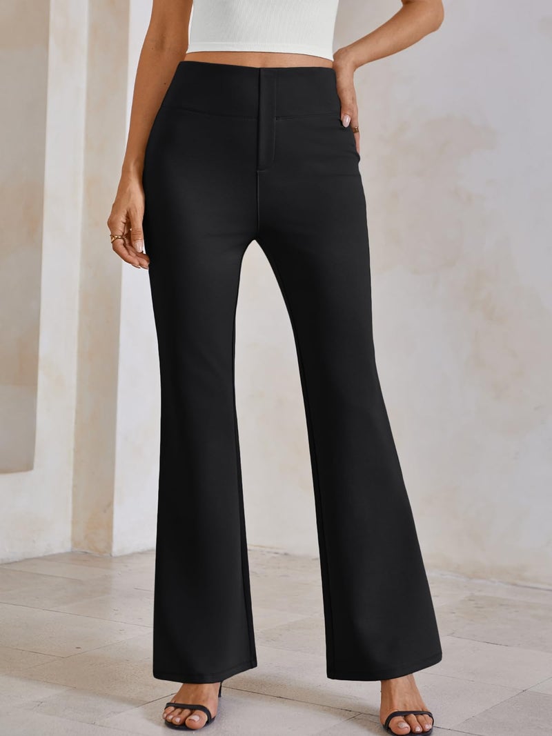 LILLUSORY Women Dress Pants Black Business Casual Stretchy Work Trousers with Pockets 2026 Dressy Slacks Bootcut Yoga Flare Leggings Trendy Bell Bottom Outfits S - Image 2
