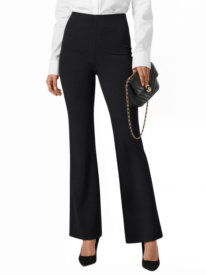 LILLUSORY Women Dress Pants Black Business Casual Stretchy Work Trousers with Pockets 2026 Dressy Slacks Bootcut Yoga Flare Leggings Trendy Bell Bottom Outfits S - Image 1