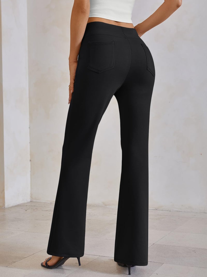 LILLUSORY Women Dress Pants Black Business Casual Stretchy Work Trousers with Pockets 2026 Dressy Slacks Bootcut Yoga Flare Leggings Trendy Bell Bottom Outfits S - Image 5