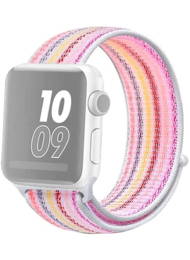 NIBEMINENT Replacement Watchband for Apple Watch Series 7/6/5/4/3/2/1/SE 38/40/41mm Pinstripe Powder - Image 1