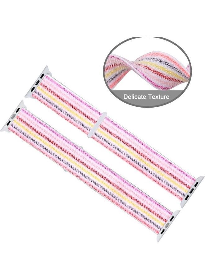 NIBEMINENT Replacement Watchband for Apple Watch Series 7/6/5/4/3/2/1/SE 38/40/41mm Pinstripe Powder - Image 2