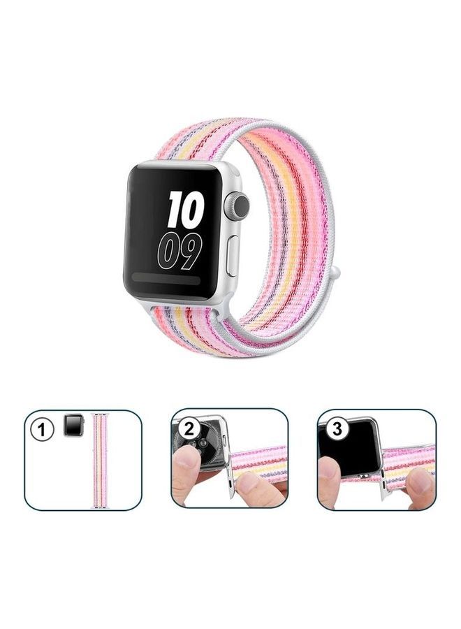 NIBEMINENT Replacement Watchband for Apple Watch Series 7/6/5/4/3/2/1/SE 38/40/41mm Pinstripe Powder - Image 4