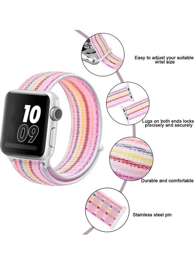 NIBEMINENT Replacement Watchband for Apple Watch Series 7/6/5/4/3/2/1/SE 38/40/41mm Pinstripe Powder - Image 5