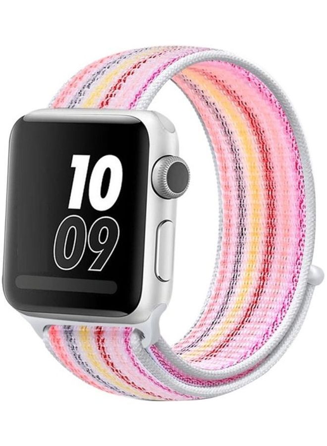NIBEMINENT Replacement Watchband for Apple Watch Series 7/6/5/4/3/2/1/SE 38/40/41mm Pinstripe Powder - Image 3