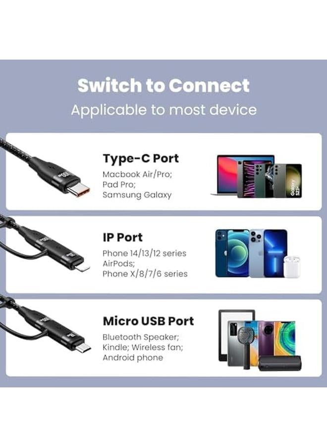 erorex 60W Usb C Multi Charging Cable 4Ft 5 In 1 5A Fast Sync Charger Adapter Usb C To Type C To Micro Nylon Braided Cable For Laptop Tablet Phone - Image 2