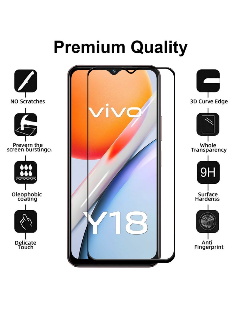 For Vivo Y18 Screen Protector – Edge to Edge Tempered Glass Screen Protector, High Transparency, Delicate Touch, Anti-Explosion, Smooth Arc Edges, Easy Installation
