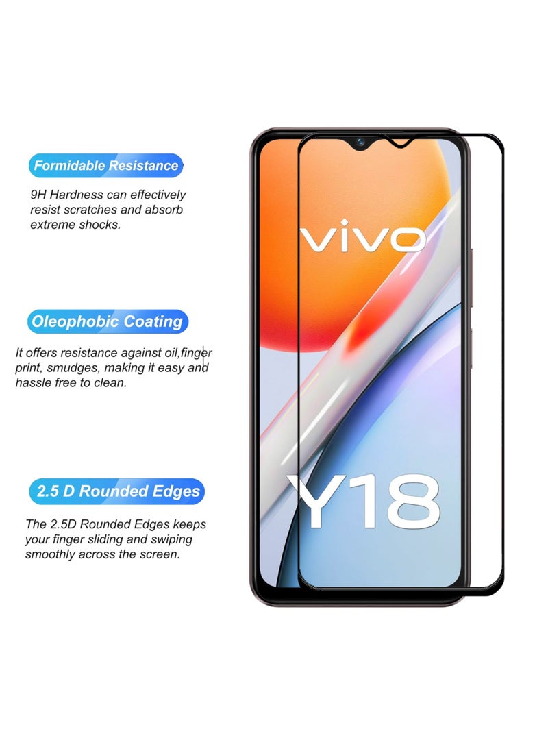 For Vivo Y18 Screen Protector – Edge to Edge Tempered Glass Screen Protector, High Transparency, Delicate Touch, Anti-Explosion, Smooth Arc Edges, Easy Installation