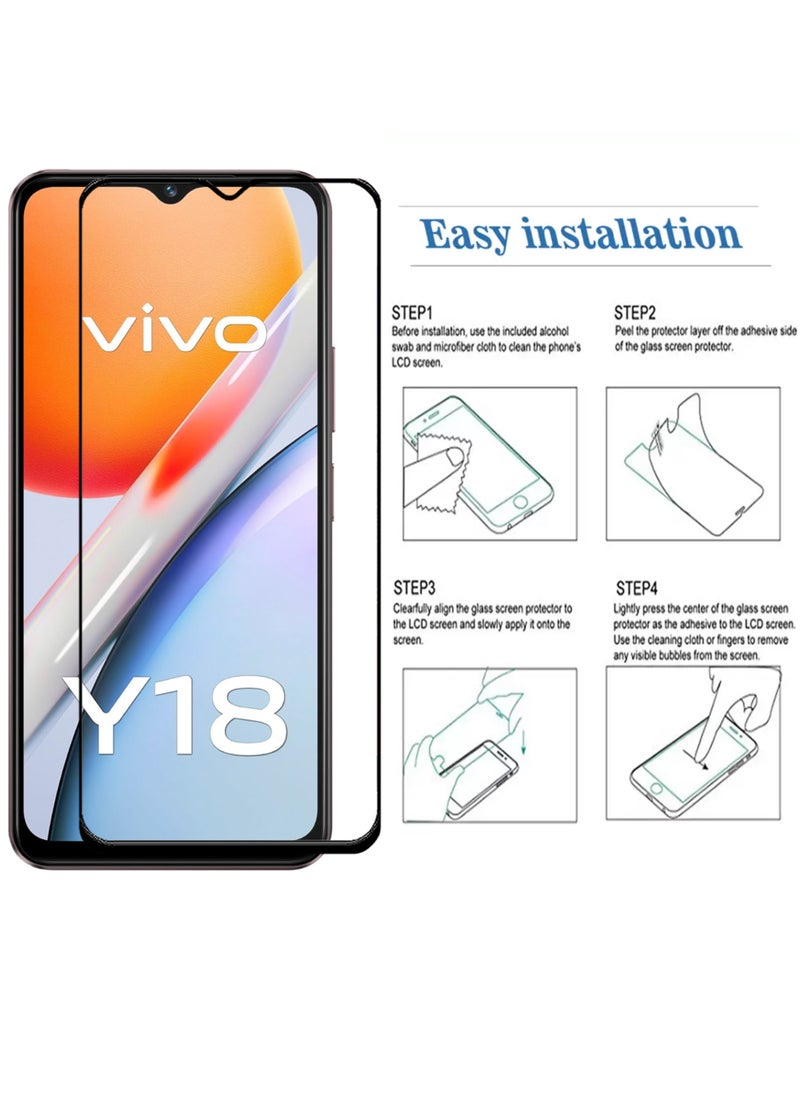For Vivo Y18 Screen Protector – Edge to Edge Tempered Glass Screen Protector, High Transparency, Delicate Touch, Anti-Explosion, Smooth Arc Edges, Easy Installation