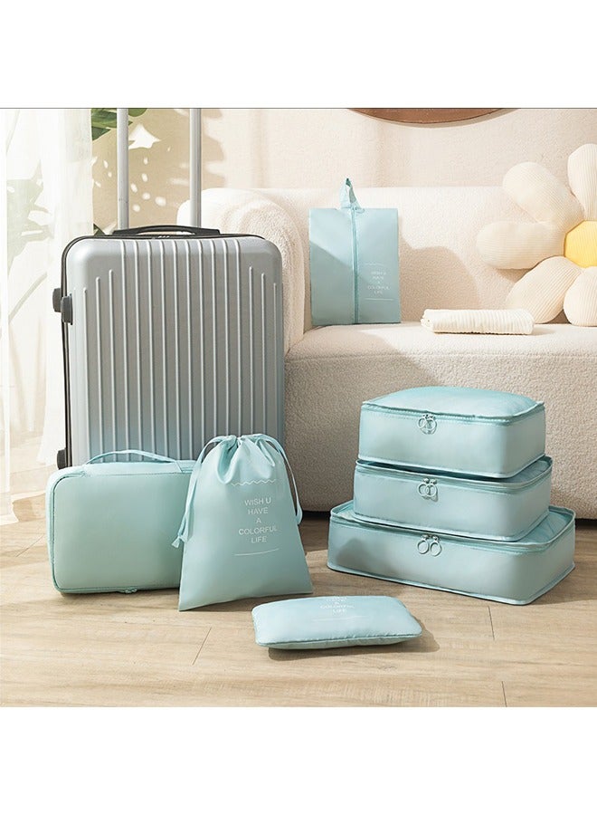 بلومنغ تايم مجموعة أمتعة سفر مقاومة للماء والضغط من 7 قطع ، تصميم قسم ، خفة ، متانة ، سفر خارجي ، عمل أو متعدد الأيام ، أزرق - Image 4