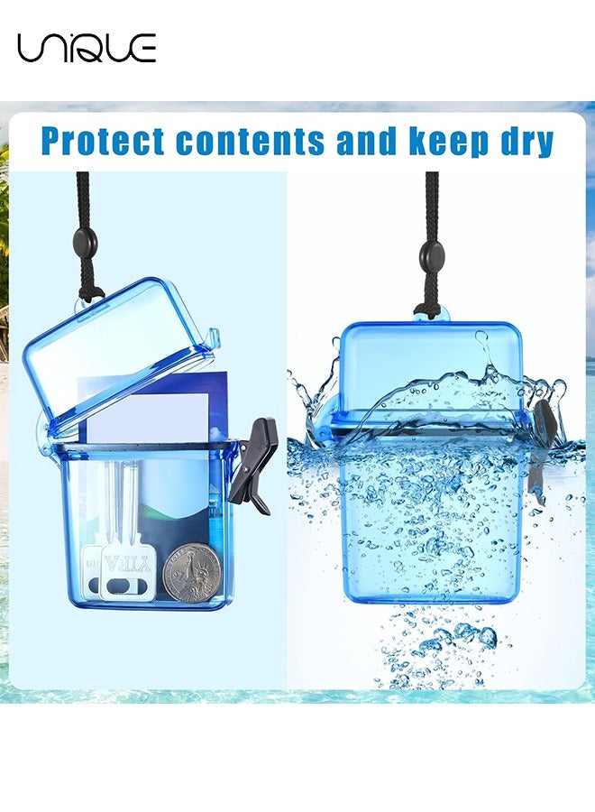 Unique 3 Pieces Waterproof Case ID Card Holder with Floating Sports Case Locker with Hanging Ring and Rope (Clear and Blue and Red)  - Image 4