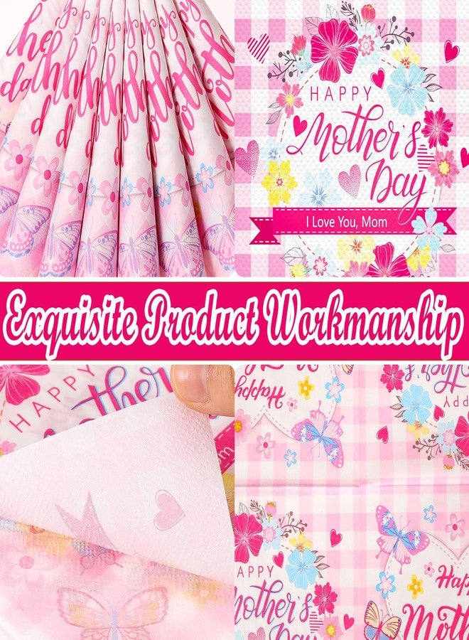 HOWAF 80pcs Mother's Day Napkins Disposable Paper Napkin Bulk, Happy Mother's Day Party Decorations Cocktail Napkins Mom Pink Green Floral Best Mon Party Supplies - Image 5