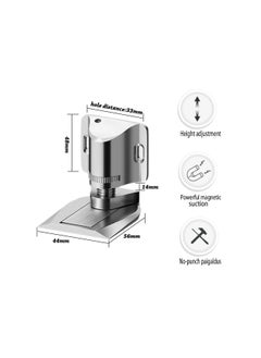 SYOSI Magnetic Door Stopper Adjustable, Invisible Magnetic Door Stopper, Floor Door Stopper Self-Adhesive,  zinc alloy Magnetic Door Stopper,  Double-Sided Adhesive Tape or Drill Installation (Silver)  - Image 2