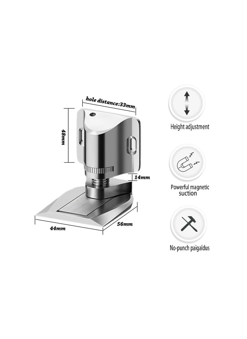 SYOSI Magnetic Door Stopper Adjustable, Invisible Magnetic Door Stopper, Floor Door Stopper Self-Adhesive,  zinc alloy Magnetic Door Stopper,  Double-Sided Adhesive Tape or Drill Installation (Silver)  - Image 2