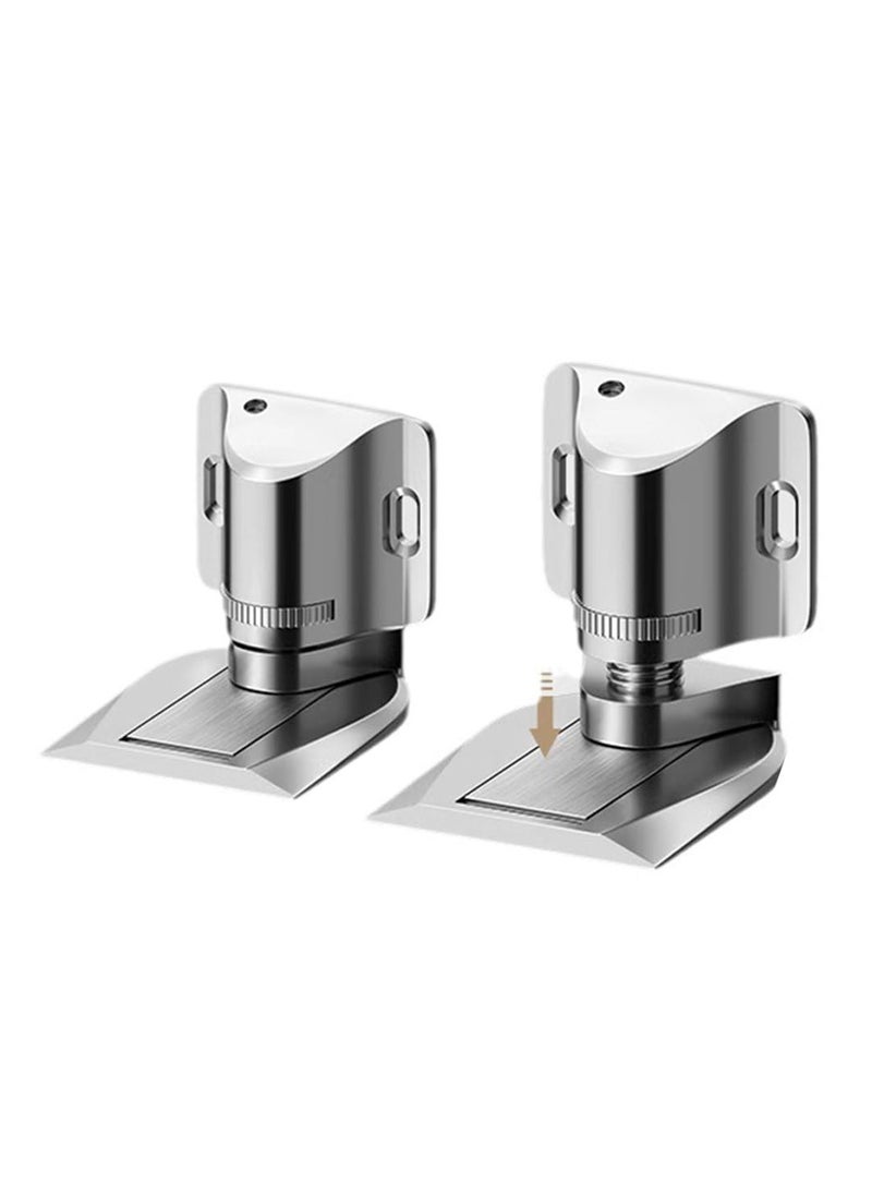 SYOSI Magnetic Door Stopper Adjustable, Invisible Magnetic Door Stopper, Floor Door Stopper Self-Adhesive,  zinc alloy Magnetic Door Stopper,  Double-Sided Adhesive Tape or Drill Installation (Silver)  - Image 1