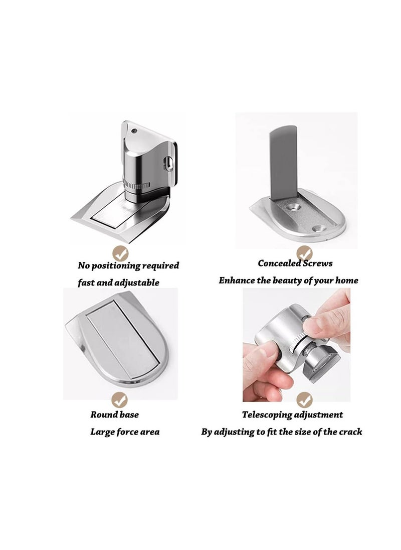 SYOSI Magnetic Door Stopper Adjustable, Invisible Magnetic Door Stopper, Floor Door Stopper Self-Adhesive,  zinc alloy Magnetic Door Stopper,  Double-Sided Adhesive Tape or Drill Installation (Silver)  - Image 3