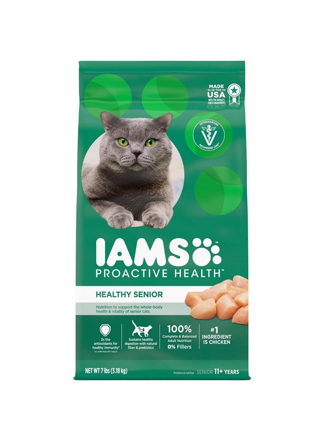 إيامز طعام القطط الجاف الصحي لكبار السن من IAMS PROACTIVE HEALTH مع قطع الدجاج، كيس 7 رطل - Image 1