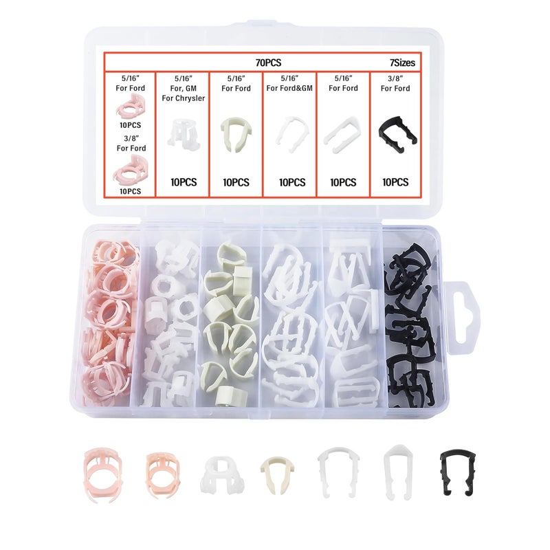 Tioollev 70PCS Car Fuel Line Clips7 Size Nylon Fuel Line Repair Kit Replacement 38 516 Fuel Line ClampDurable Fuel Hose Retainer Clips Compatible with Ford GM Chrysler 70PCS - Image 3