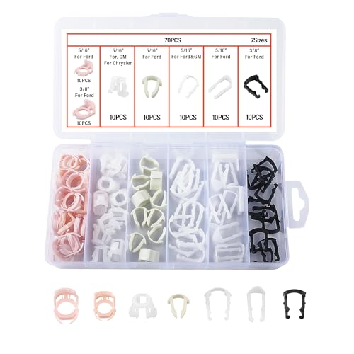 Tioollev 70PCS Car Fuel Line Clips7 Size Nylon Fuel Line Repair Kit Replacement 38 516 Fuel Line ClampDurable Fuel Hose Retainer Clips Compatible with Ford GM Chrysler 70PCS - Image 1