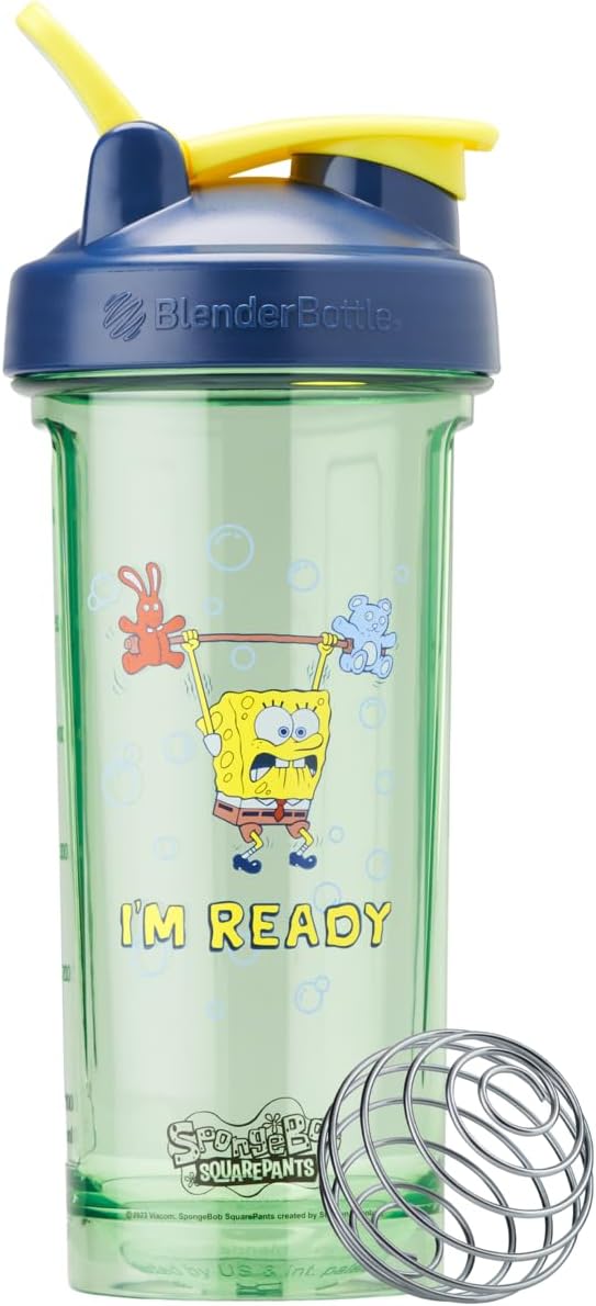 BlenderBottle زجاجة خلط بلندر بوتل سبونجبوب برو سيريز مثالية لمخفوقات البروتين وما قبل التمرين 28 أونصة زرقاء أنا جاهز - Image 1
