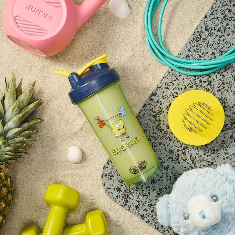 BlenderBottle زجاجة خلط بلندر بوتل سبونجبوب برو سيريز مثالية لمخفوقات البروتين وما قبل التمرين 28 أونصة زرقاء أنا جاهز - Image 4