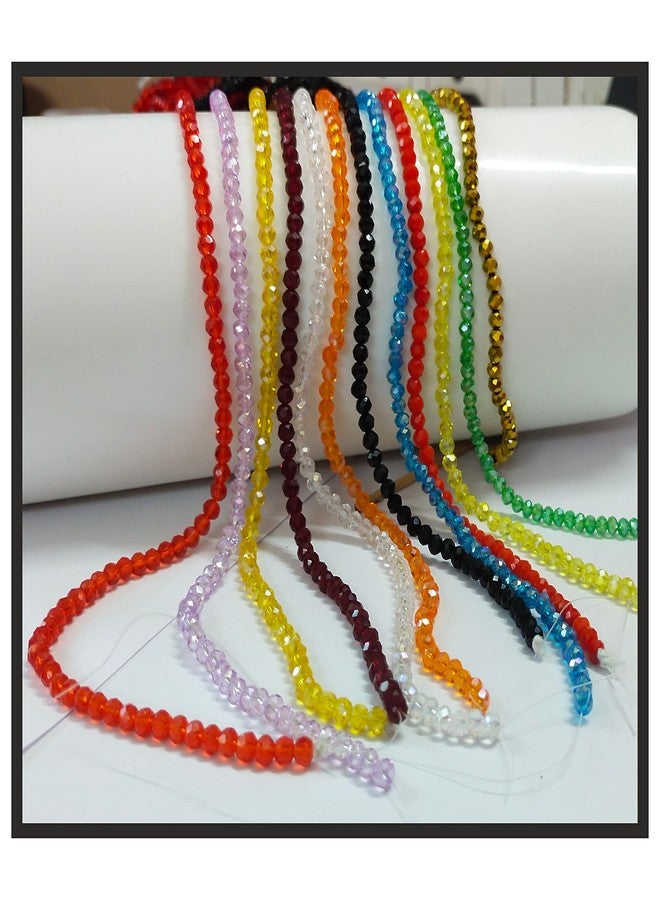 zoohi Crystal Beads for Jewellery Making Rondelle 4MM Round Shape12 Color 1200 pcs Multicolor Combo Free Barrel Clasps 20Pcs,Nylon String 0.3M,Beading Needle 2 pcs. - Image 3