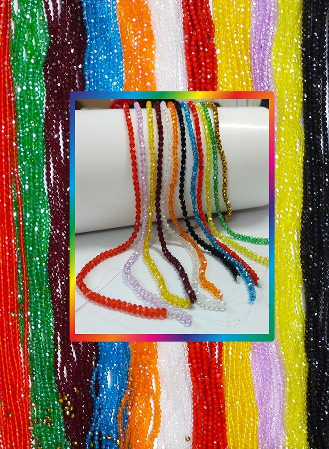 zoohi Crystal Beads for Jewellery Making Rondelle 4MM Round Shape12 Color 1200 pcs Multicolor Combo Free Barrel Clasps 20Pcs,Nylon String 0.3M,Beading Needle 2 pcs. - Image 4