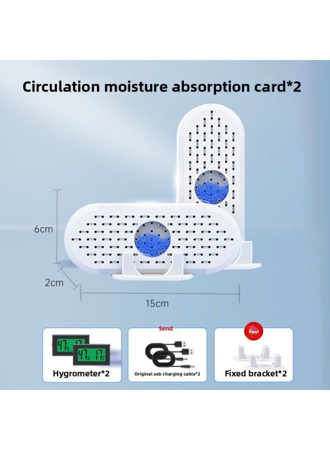 Recycling Electronic Moisture Absorption Card Rechargeable Mini Silent Digital Camera Dehumidification Moisture-proof Mildew-proof Household Drying Shoe Cabinet-Colour:Electronic Cycle Moisture Absorption Card*2+thermohygrometer*2  - Image 1