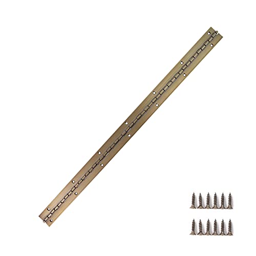 TooCust Piano Hinge 24 Inch, Continuous Hinge 24 inch, Thickened Steel Heavy Duty, Continuous Hinge with Antique Bronze Finish, 24" x 1-1/2" x 0.06" - Image 1