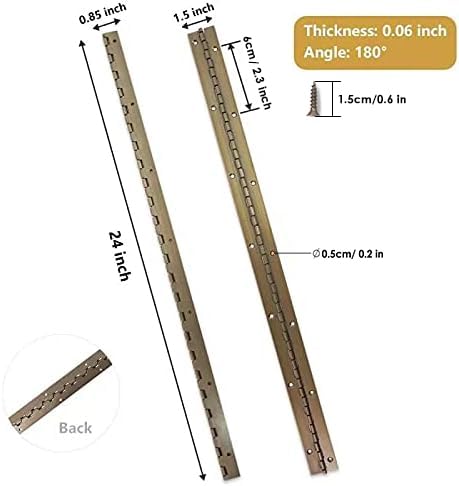 TooCust Piano Hinge 24 Inch, Continuous Hinge 24 inch, Thickened Steel Heavy Duty, Continuous Hinge with Antique Bronze Finish, 24" x 1-1/2" x 0.06" - Image 2