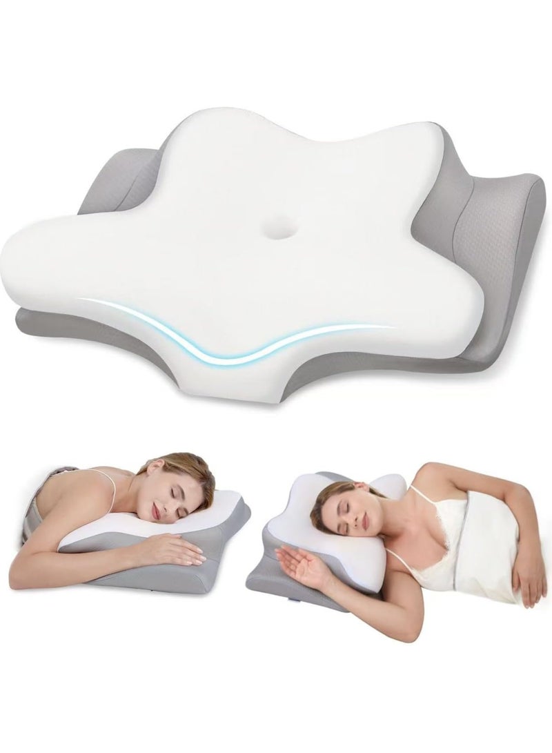 مارك ستور وسادة إسفنجية ميموري فوم لتخفيف آلام الرقبة والكتف، وسادة سرير مريحة ومبردة لمن ينامون على جانبهم أو ظهرهم - Image 1