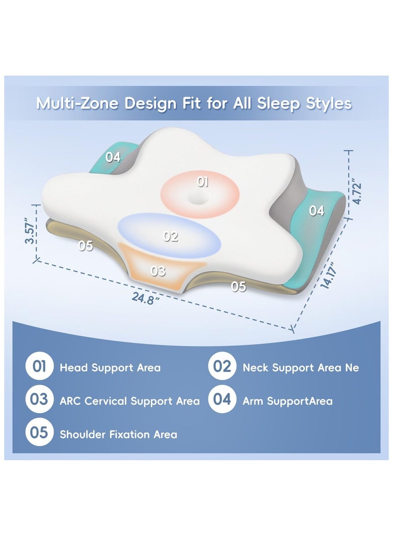 مارك ستور وسادة إسفنجية ميموري فوم لتخفيف آلام الرقبة والكتف، وسادة سرير مريحة ومبردة لمن ينامون على جانبهم أو ظهرهم - Image 2