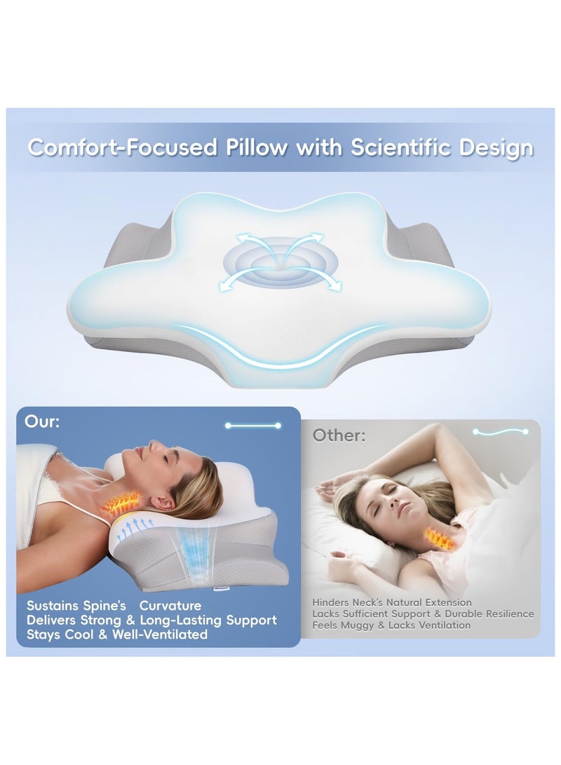 مارك ستور وسادة إسفنجية ميموري فوم لتخفيف آلام الرقبة والكتف، وسادة سرير مريحة ومبردة لمن ينامون على جانبهم أو ظهرهم - Image 3