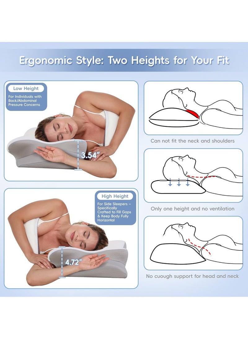 مارك ستور وسادة إسفنجية ميموري فوم لتخفيف آلام الرقبة والكتف، وسادة سرير مريحة ومبردة لمن ينامون على جانبهم أو ظهرهم - Image 5