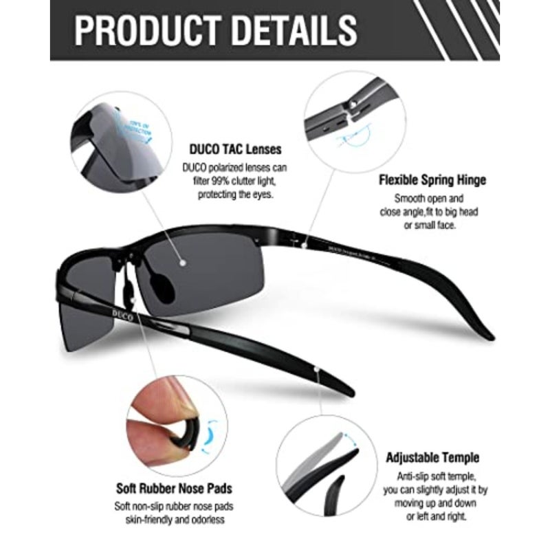 DUCO Mens Sports Polarized Sunglasses UV Protection Sunglasses for Men 8177s - Image 4