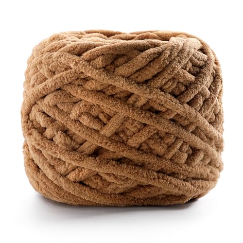 NDICANG Chunky Chenille Yarn for Crocheting, Fluffy Baby Blanket Yarn for Crochet Sweater Shawl Scarf Gloves, Super Soft Amigurumi Plush Yarn 74 yds/3.5 oz (Camel Color) - Image 1