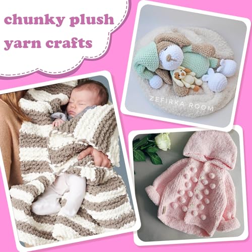 NDICANG Chunky Chenille Yarn for Crocheting, Fluffy Baby Blanket Yarn for Crochet Sweater Shawl Scarf Gloves, Super Soft Amigurumi Plush Yarn 74 yds/3.5 oz (Camel Color) - Image 5