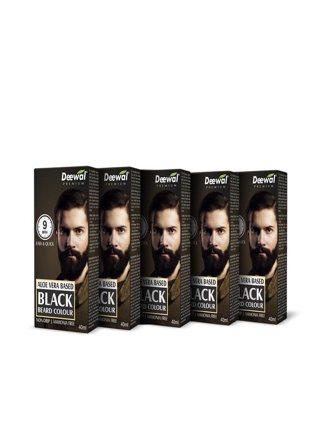 Deewal Beard Black Color | Quick 9-Minute Formula | Natural Black Beard Color for Men | No Ammonia | Long-Lasting & Skin-Friendly Hair Dye | Easy Application & Non-Drip Formula (Pack of 5) - Image 1