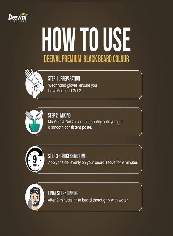 Deewal Beard Black Color | Quick 9-Minute Formula | Natural Black Beard Color for Men | No Ammonia | Long-Lasting & Skin-Friendly Hair Dye | Easy Application & Non-Drip Formula (Pack of 5) - Image 4