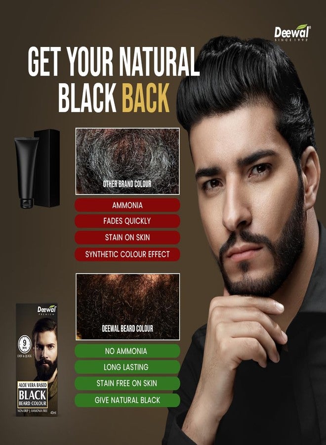 Deewal Beard Black Color | Quick 9-Minute Formula | Natural Black Beard Color for Men | No Ammonia | Long-Lasting & Skin-Friendly Hair Dye | Easy Application & Non-Drip Formula (Pack of 5) - Image 5