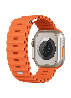 Color Fans Soft Silicone Ocean Sports Strap Compatible Apple Watch Ultra 49mm 45mm 44mm 42mm for Men Women, Adjustible Watch Band for Apple Watch Ultra/SE/Series 9/8/7/6/5/4/3/2/1 - Orange  - Image 2