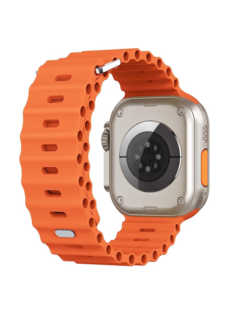 Color Fans - Soft Silicone Ocean Sports Strap Compatible Apple Watch Ultra 49mm 45mm 44mm 42mm for Men Women, Adjustible Watch Band for Apple Watch Ultra/SE/Series 9/8/7/6/5/4/3/2/1 - Orange - Image 1