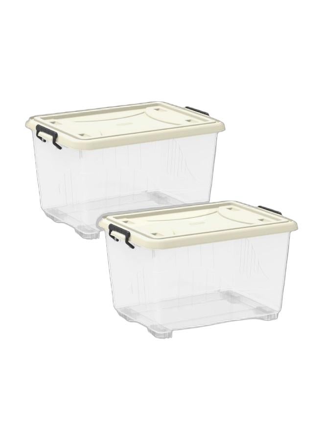 Cosmoplast 22L Clear Plastic Storage Box With Wheels & Lockable Lid (Pack Of 2) - Image 1