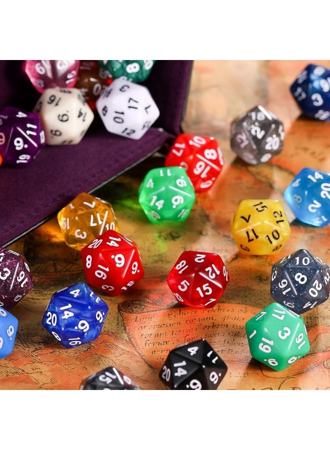 TecUnite مجموعة نرد بوليهدرا 25 قطعة من تيك يونايت مع حقيبة سوداء متوافقة مع ألعاب الطاولة RPG و MTG وألعاب أخرى مع مجموعة عشوائية متعددة الألوان (متعددة الألوان، 20 وجه) - Image 1