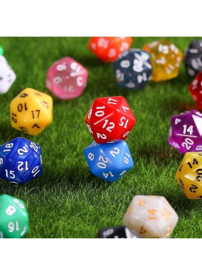 TecUnite مجموعة نرد بوليهدرا 25 قطعة من تيك يونايت مع حقيبة سوداء متوافقة مع ألعاب الطاولة RPG و MTG وألعاب أخرى مع مجموعة عشوائية متعددة الألوان (متعددة الألوان، 20 وجه) - Image 2
